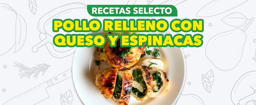 Pollo relleno con queso y espinacas