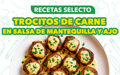 Trocitos de Carne en salsa de mantequilla y ajo